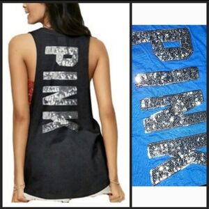 VS PINK Blue Tank w/ Sequins